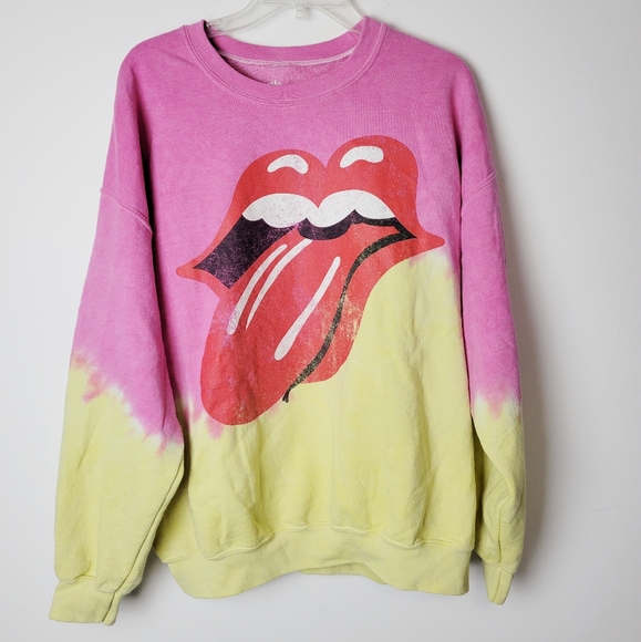 pink rolling stones sweatshirt